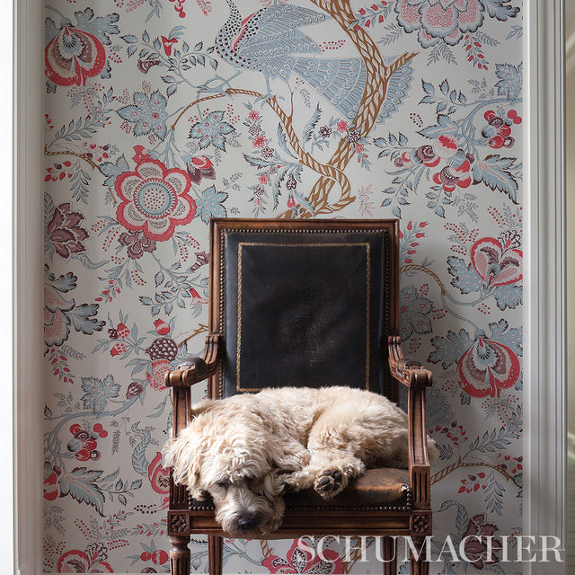 Aveline Rose by Schumacher Regal Peacock & Floral Wallpaper – Schumacher 5013192