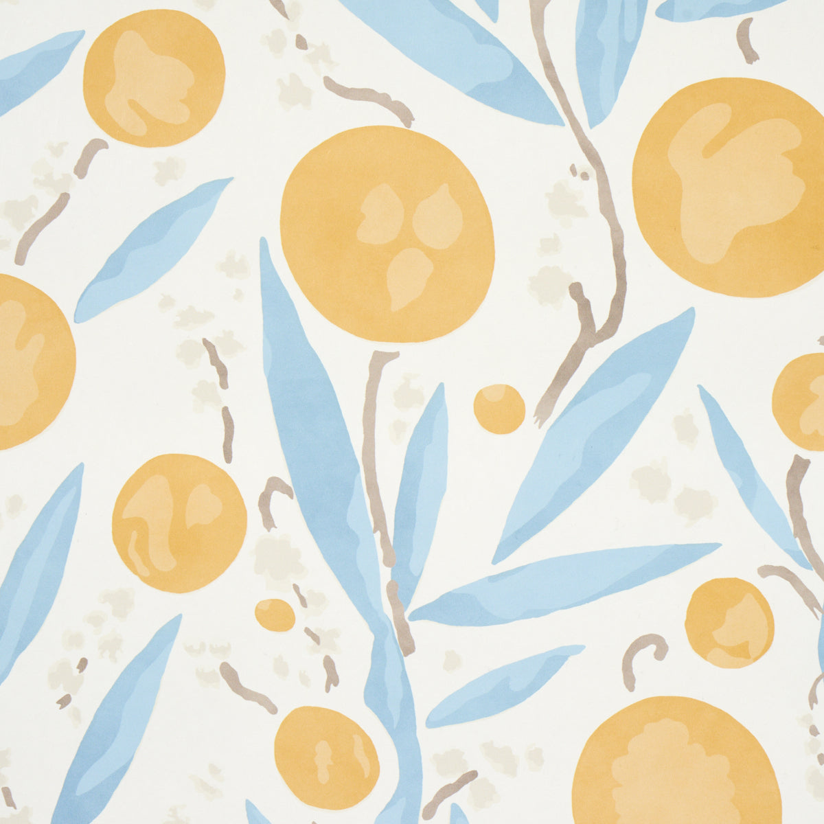 Mirabelle Yellow & Sky by Schumacher Painterly Floral Wallpaper – Schumacher 5013200