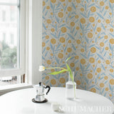 Mirabelle Yellow & Sky by Schumacher Painterly Floral Wallpaper – Schumacher 5013200