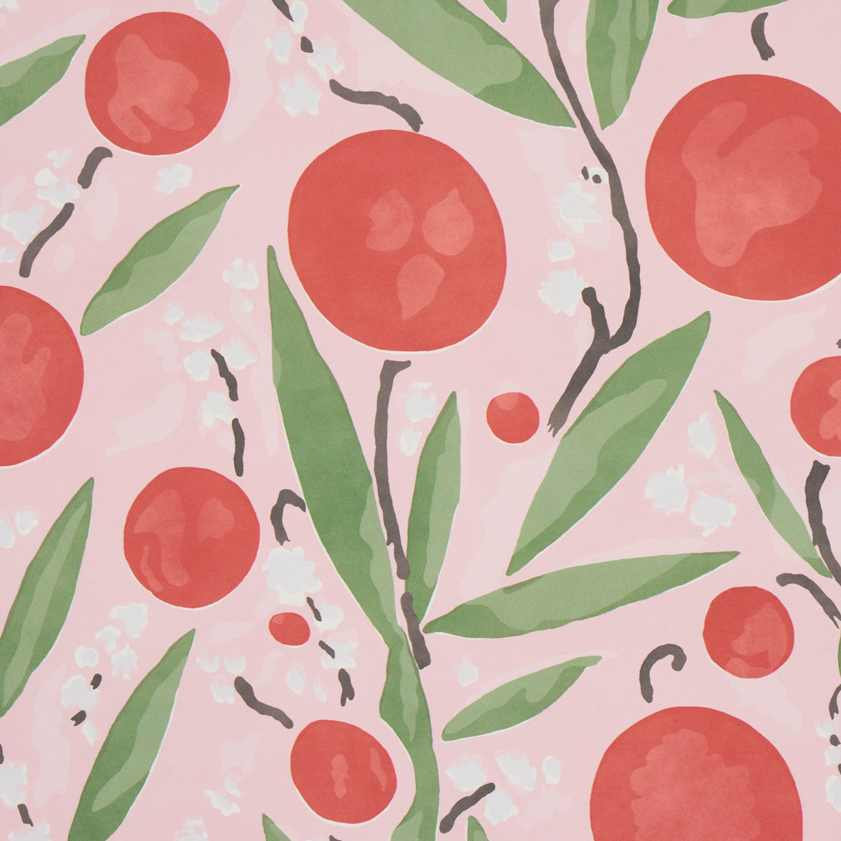 Mirabelle Cherry & Blush by Schumacher Painterly Floral Wallpaper – Schumacher 5013201