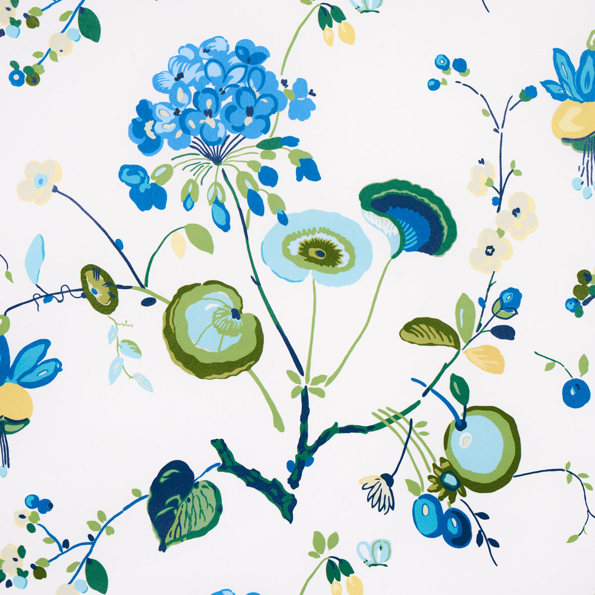 Vasily Green & Blue Floral Abstract Wallpaper by Schumacher – 5013210