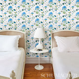 Vasily Green & Blue Floral Abstract Wallpaper by Schumacher – 5013210