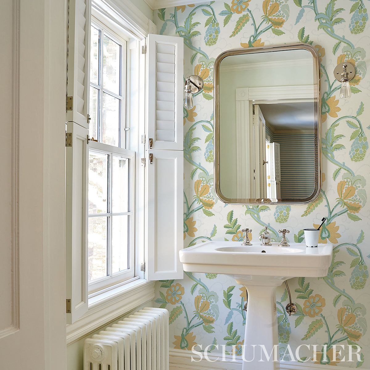 INDALI Citron & Mineral by Schumacher 1920s Floral Vine Wallpaper – Schumacher 5013240