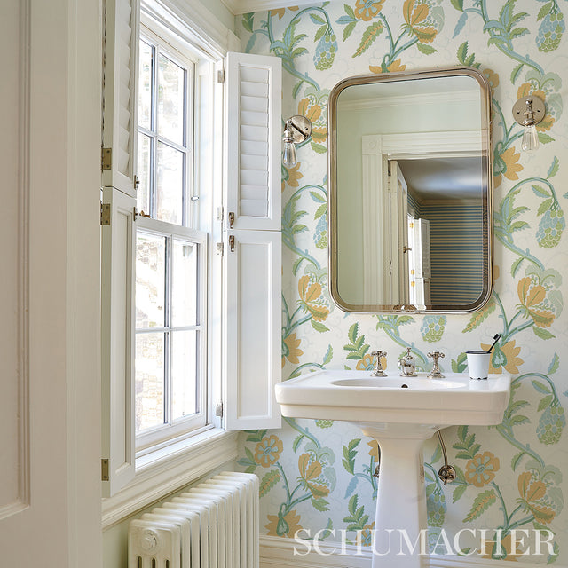 INDALI Citron & Mineral by Schumacher 1920s Floral Vine Wallpaper – Schumacher 5013240