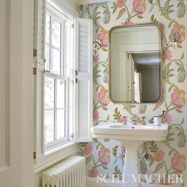 Indali Pink & Leaf Floral Wallpaper by Schumacher – 5013241