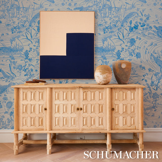 Sea Garden Porcelain Blue by Schumacher Scenic Underwater Wallpaper – Schumacher 5013280
