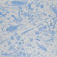 Sea Garden wallpaper in porcelain blue by Schumacher, featuring an underwater scene with fantastical sea creatures and aquatic flowers.