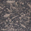 Sea Garden wallpaper in charcoal by Schumacher, featuring a hand-painted underwater scene with fantastical sea creatures and aquatic flowers.