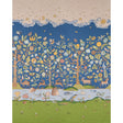 Chaucer's Forest Panel Set wallpaper in slate by Schumacher, featuring whimsical flora and fauna in a scenic, tapestry-inspired design.