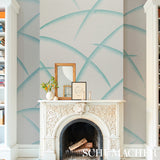 Deco Palms Seaglass by Schumacher Art Deco Palm Frond Wallpaper – Schumacher 5013300