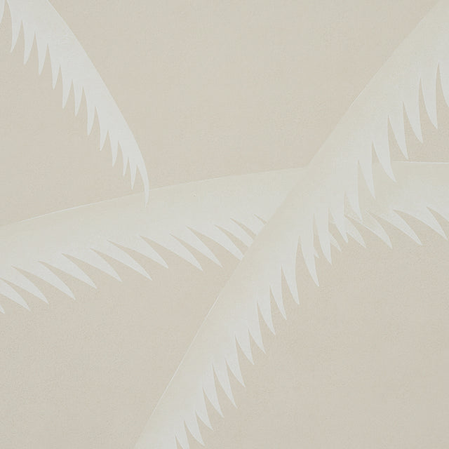 Deco Palms Ivory on Natural by Schumacher Art Deco Palm Frond Wallpaper – Schumacher 5013303