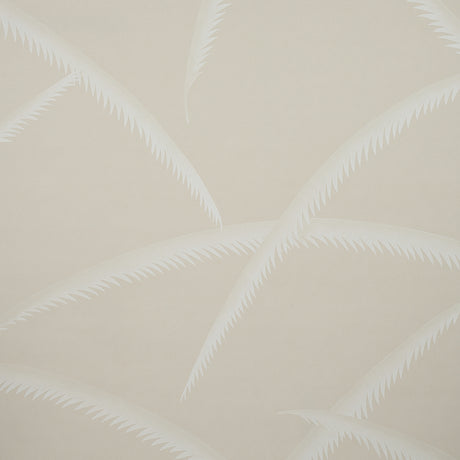 Deco Palms wallpaper in ivory on natural, featuring stylized palm fronds in a modern Art Deco style by Schumacher.