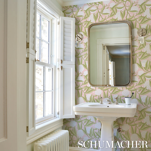 Rubus Blush Painterly Floral Wallpaper by Schumacher – Moon River Collection 5013330