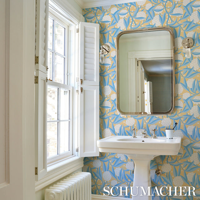 Rubus Yellow Painterly Floral Wallpaper by Schumacher – 5013331