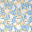 Rubus yellow painterly floral wallpaper with stylized two-tone leaves and large graphic globes of flowers by Schumacher
