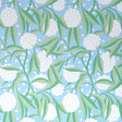 Rubus Delft painterly floral wallpaper with stylized leaves and large graphic globes of flowers by Schumacher
