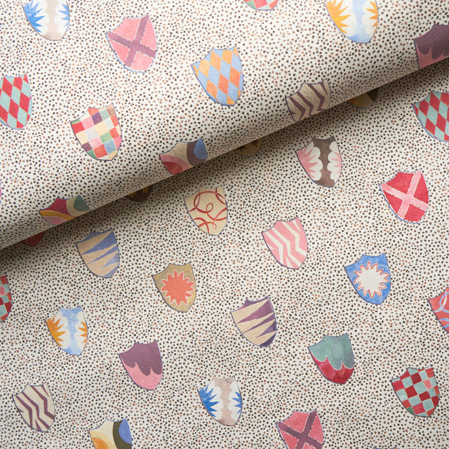 Heraldic Sprezzatura by Happy Menocal Whimsical Shields Wallpaper – Schumacher 5013490