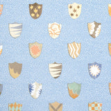 Heraldic Oxford Blue by Happy Menocal Whimsical Shields Wallpaper – Schumacher 5013491