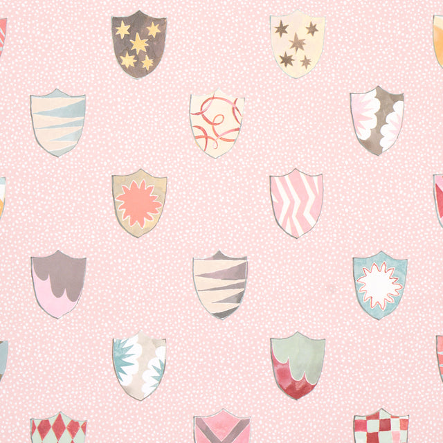Heraldic Pink by Happy Menocal Whimsical Shields Wallpaper – Schumacher 5013492
