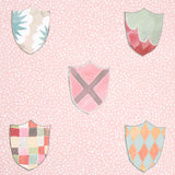 Heraldic Pink by Happy Menocal Whimsical Shields Wallpaper – Schumacher 5013492
