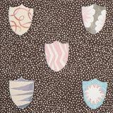 Heraldic Brown by Happy Menocal Whimsical Shields Wallpaper – Schumacher 5013493