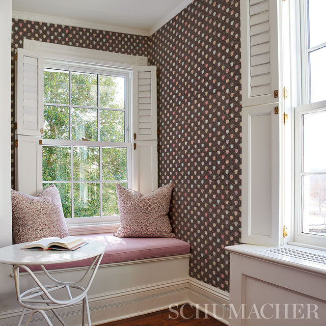 Heraldic Brown by Happy Menocal Whimsical Shields Wallpaper – Schumacher 5013493