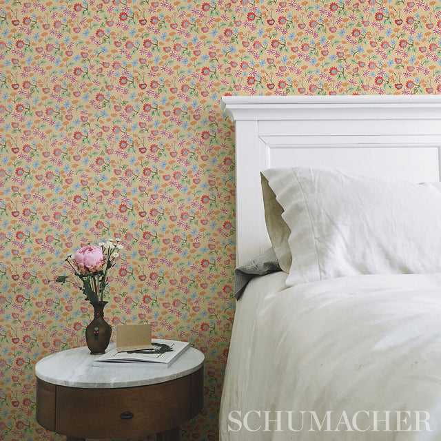 Calico Giverny by Happy Menocal Multicolor Microfloral Wallpaper – Schumacher 5013501