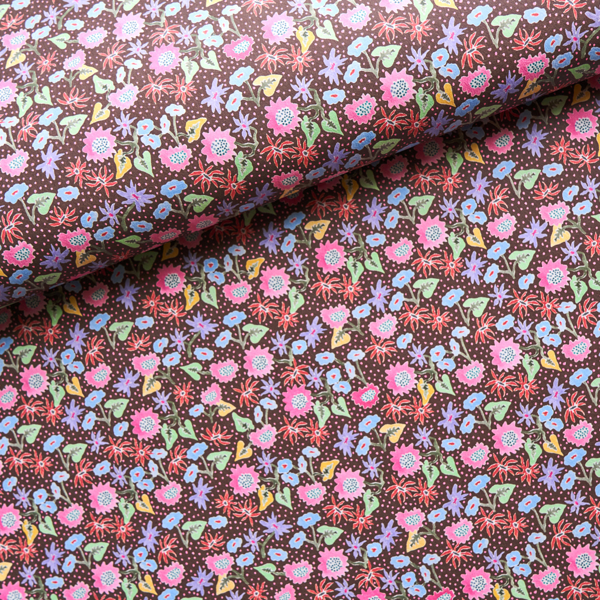 Calico Multi on Brown by Happy Menocal Schumacher Wallpaper – 5013502