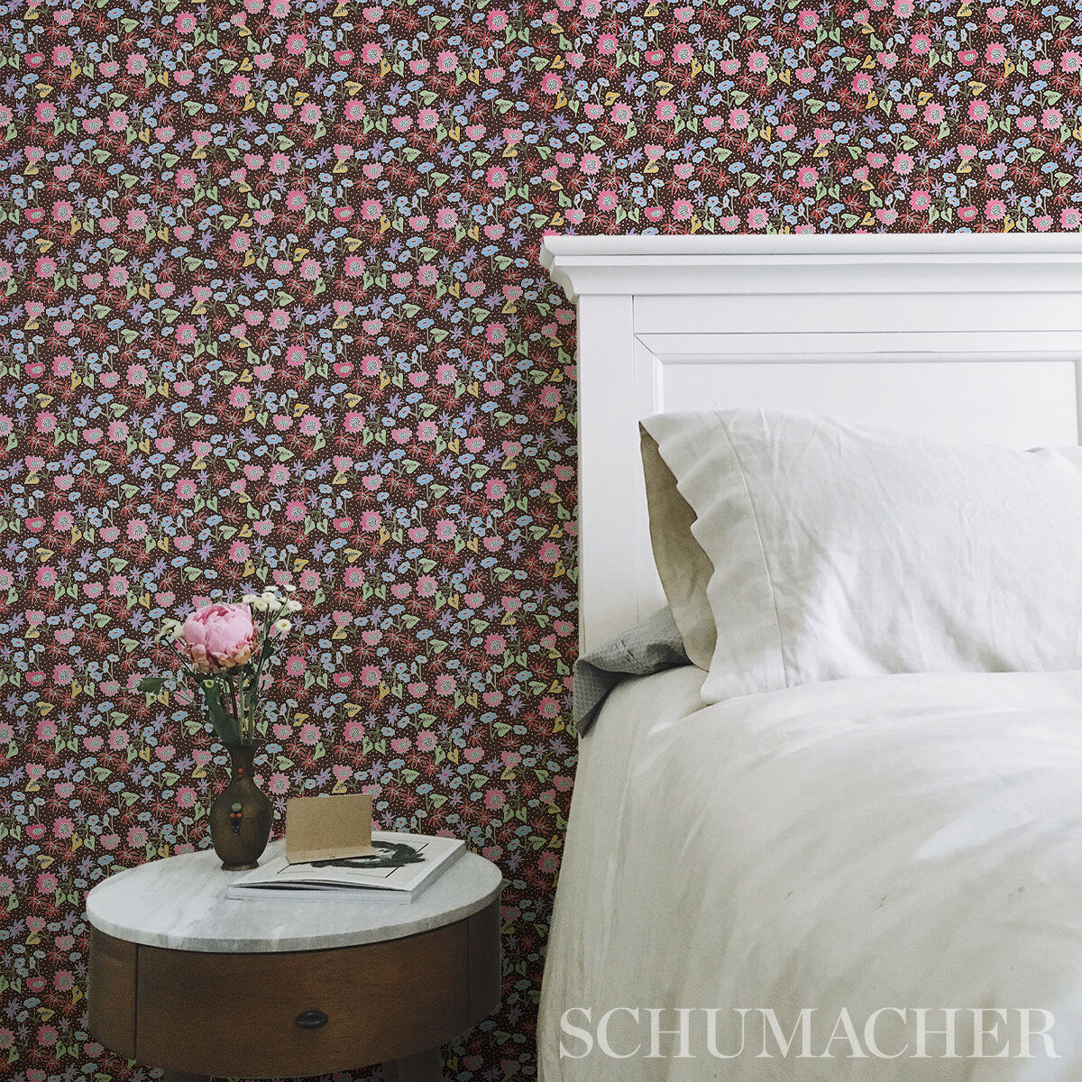 Calico Multi on Brown by Happy Menocal Schumacher Wallpaper – 5013502