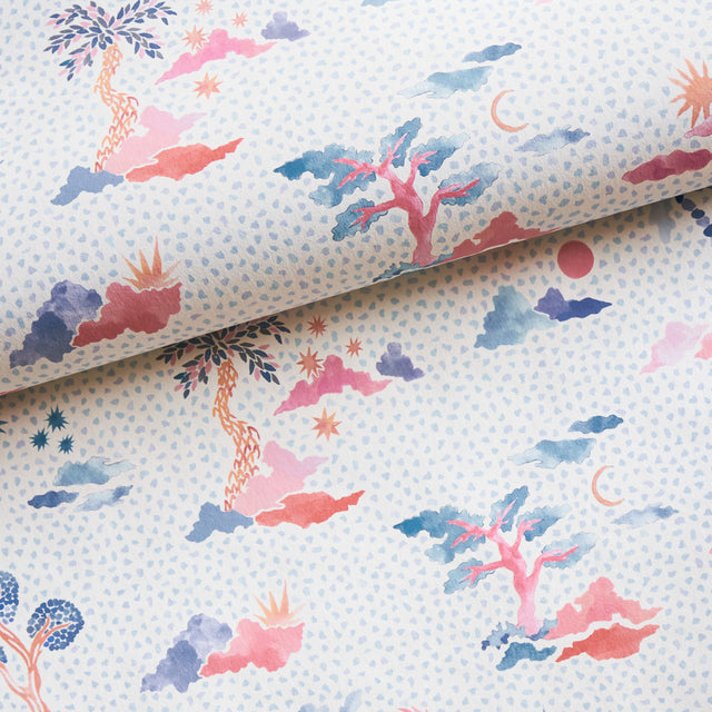 Valletta Sky and Pink by Schumacher Whimsical Scenic Wallpaper – Schumacher 5013520