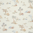 Valletta Moonstone wallpaper by Happy Menocal for Schumacher, featuring exotic trees, celestial motifs, and a hand-painted look in soft pastel tones.