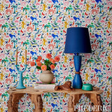 Beasts Multi on Ivory by Happy Menocal Whimsical Animal Wallpaper – Schumacher 5013530