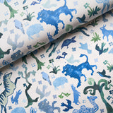 Beasts Blue and Green by Happy Menocal Whimsical Animal Wallpaper – Schumacher 5013531