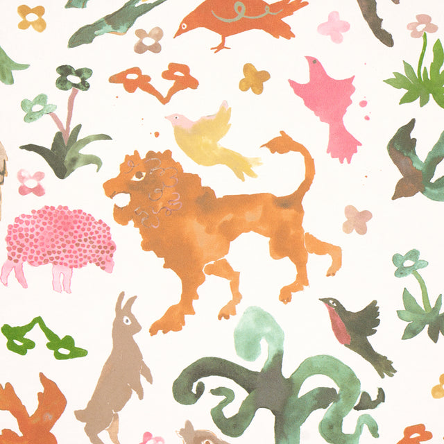 Beasts Pink and Gold by Happy Menocal Whimsical Animal Wallpaper – Schumacher 5013532