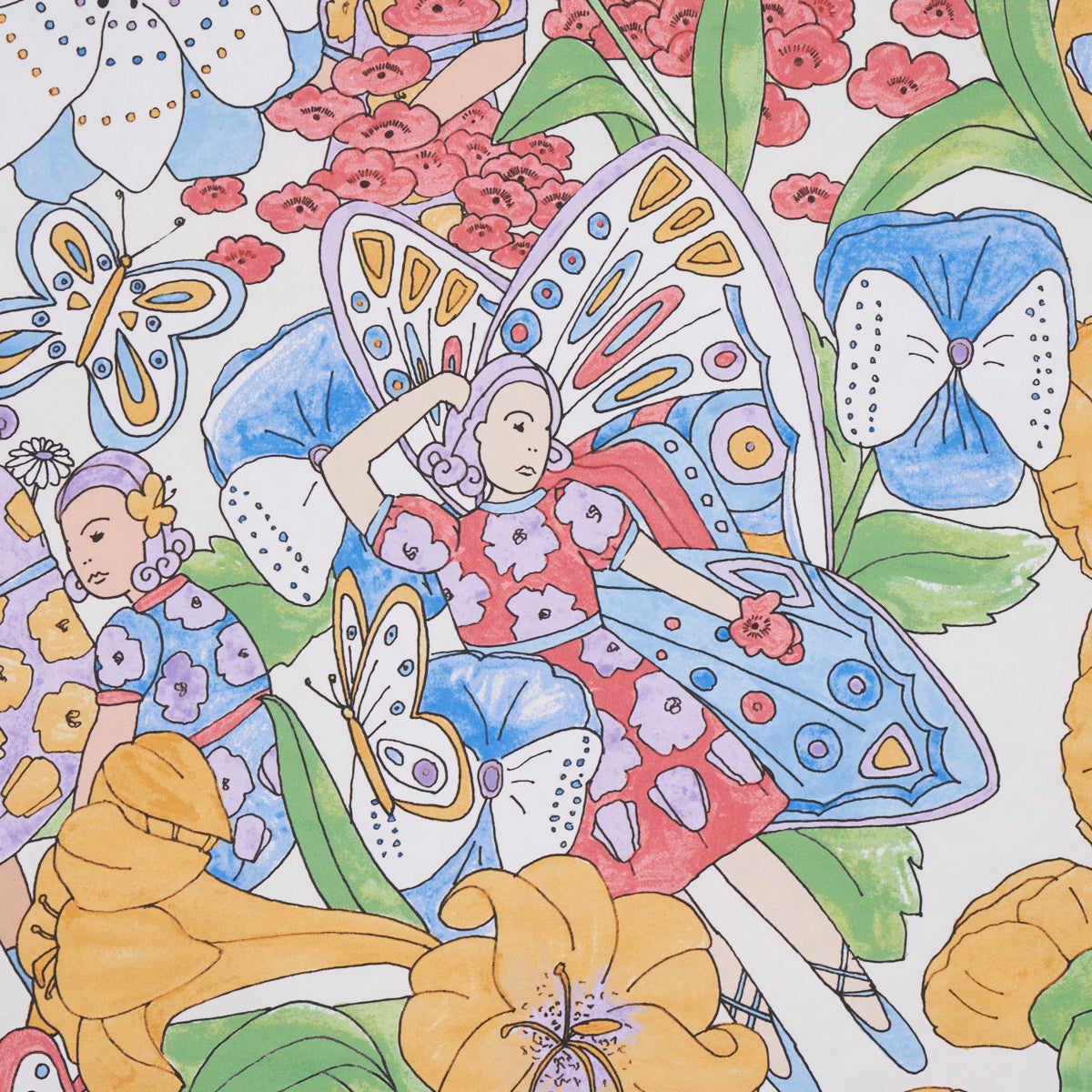 Fairie Garden Yellow and Ivory by Clements Ribeiro Whimsical Floral Wallpaper – Schumacher 5013541