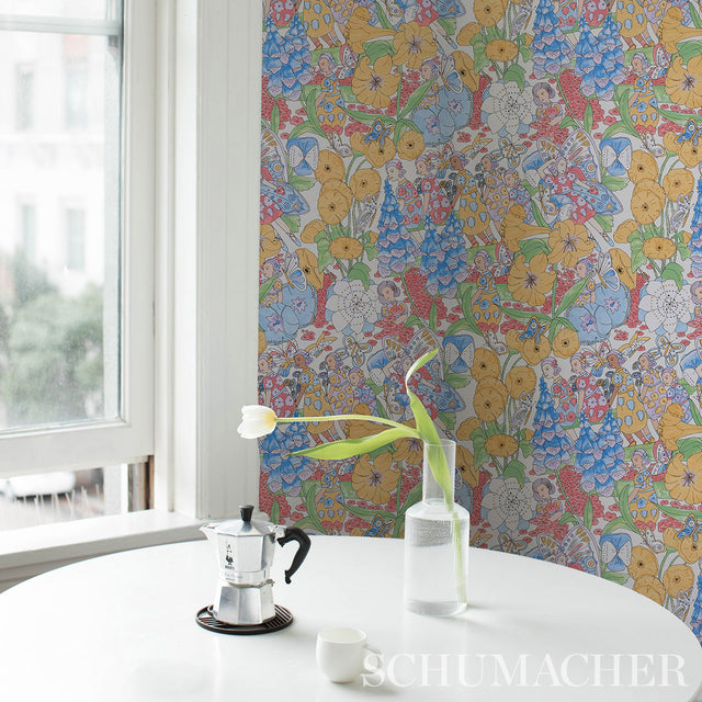 Fairie Garden Yellow and Ivory by Clements Ribeiro Whimsical Floral Wallpaper – Schumacher 5013541