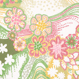 Daisy Chain Green and Pink by Clements Ribeiro Psychedelic Floral Wallpaper – Schumacher 5013551