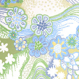 Daisy Chain Green and Blue by Clements Ribeiro Psychedelic Floral Wallpaper – Schumacher 5013552