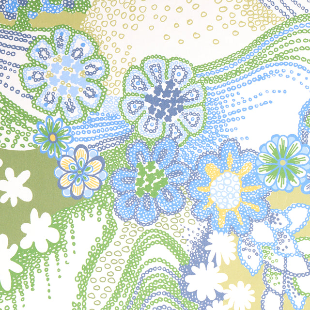 Daisy Chain Green and Blue by Clements Ribeiro Psychedelic Floral Wallpaper – Schumacher 5013552