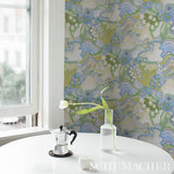 Daisy Chain Green and Blue by Clements Ribeiro Psychedelic Floral Wallpaper – Schumacher 5013552