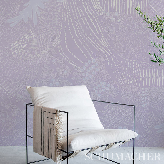 Haven Lilac by Clements Ribeiro Abstract Large-Scale Wallpaper – Schumacher 5013562
