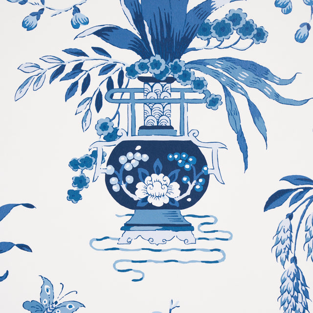 Ming Vase Porcelain by Schumacher Chinoiserie Floral Wallpaper – Schumacher 5013580