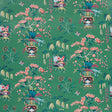 Ming Vase jade green chinoiserie wallpaper with floral and vase motifs by Schumacher