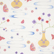 Fantasia wallpaper in Formosa Ivory by Cristina Buckley for Schumacher, featuring whimsical vases, cherry blossoms, and butterflies in a chinoiserie style.