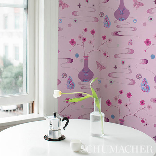 Fantasia Peony Pink by Cristina Buckley Whimsical Chinoiserie Wallpaper – Schumacher 5013592