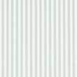Edwin Stripe Narrow wallpaper in Eucalyptus by Schumacher, featuring narrow vertical stripes in soft green and white.