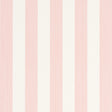 Edwin Stripe Medium wallpaper in Petal by Schumacher, classic pink and white vertical stripes, shown in a bright window nook.
