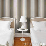 Edwin Stripe Medium Mocha by Schumacher Classic Striped Wallpaper – Perennial Favorites Collection 5013612