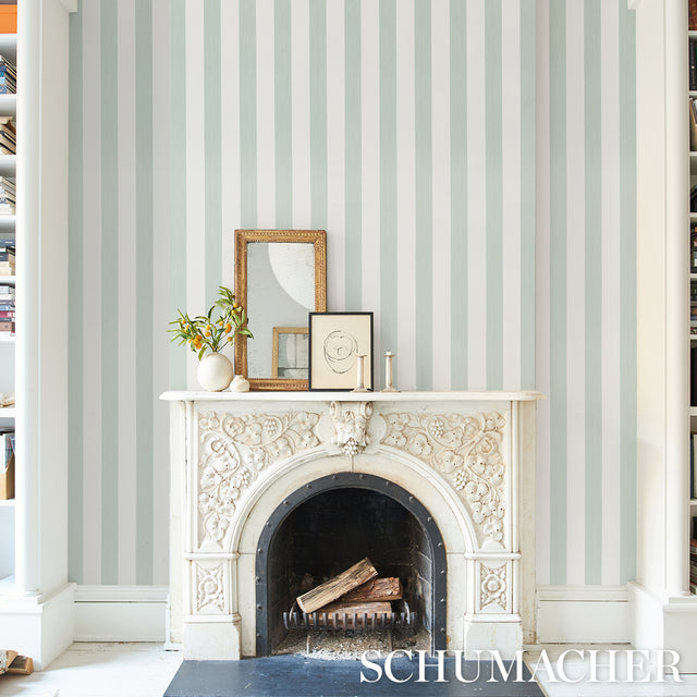 Edwin Stripe Wide Eucalyptus by Schumacher Wide Stripe Wallpaper – Schumacher 5013622