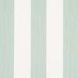 Edwin Stripe Wide wallpaper in Eucalyptus by Schumacher, featuring wide vertical green and white stripes with a textured effect.